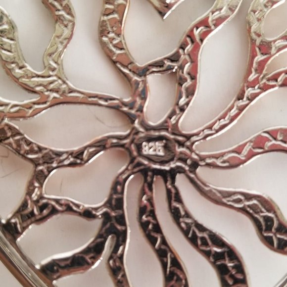 925 Sterling Silver Rose Gold Large Webbed Non Tarnish Heart Pendant Necklace - Picture 6 of 8